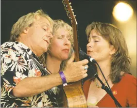  ?? SUBMITTED PHOTO ?? Mark Saunders, Adrienne Jones and Margo Hennebach together form the genre-bending acoustic music trio Mad Agnes.