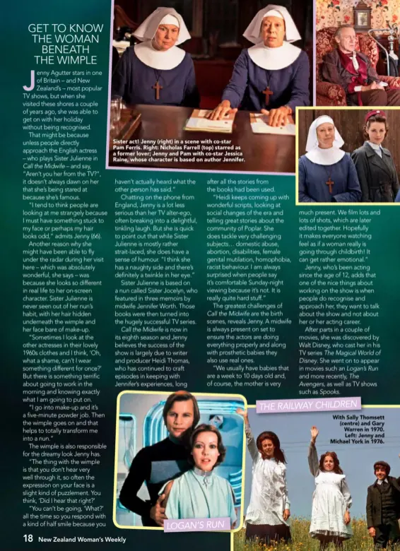  ??  ?? Sister act! Jenny (right) in a scene with co-starPam Ferris. Right: Nicholas Farrell (top) starred as a former lover; Jenny and Pam with co-star Jessica Raine, whose character is based on author Jennifer.