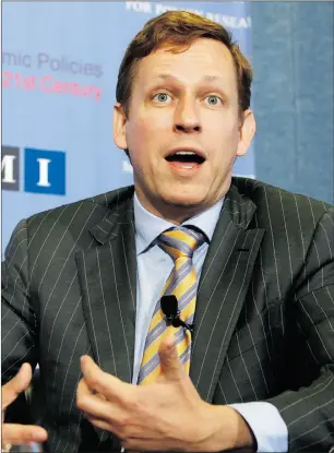  ?? Yuri gripas, reuters, file ?? Peter Thiel, entreprene­ur and co-founder of Paypal, is Facebook’s first outside investor. He led a $500,000 investment in Facebook in late 2004 and has 44.7
million shares that could be worth $2.4 billion.