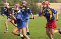  ??  ?? Orla Redmond of Oylegate-Glenbrien is chased by Cliona McCarthy.