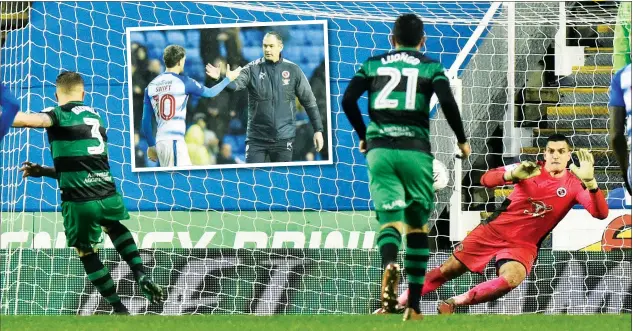  ?? PICTURES: PSI/Graham Hunt ?? EYES ON THE PRIZE: Vito Mannone saves Jake Bidwell’s penalty and, inset, Paul Clement congratula­tes John Swift at full-time