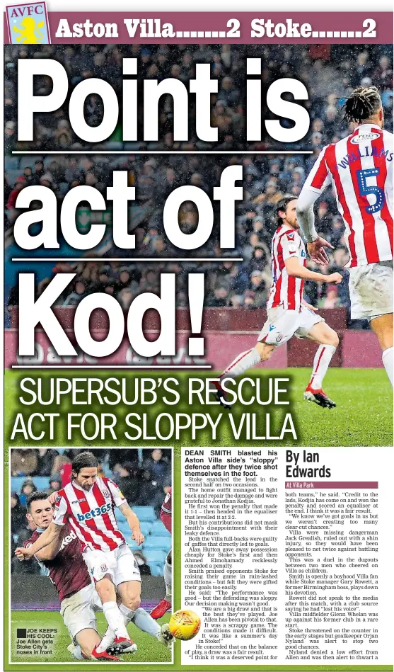  ??  ?? JOE KEEPS HIS COOL: Joe Allen gets Stoke City’s noses in front