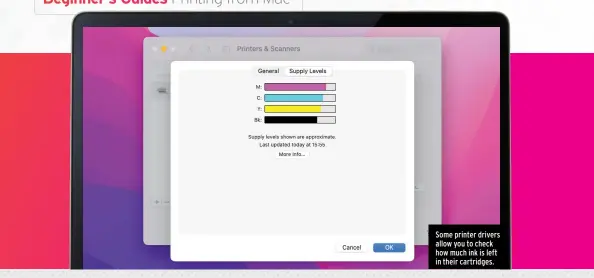  ?? ?? Some printer drivers allow you to check how much ink is left in their cartridges.