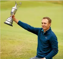  ?? PHOTO: GETTY IMAGES ?? Jordan Spieth proudly holds the Claret Jug for winning the British Open title at Royal Berkshire in Southport yesterday.