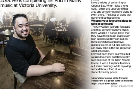  ?? MONIQUE FORD/STUFF ?? Umar Zakaria says Little Penang restaurant is a great start to his ideal night out in the capital.