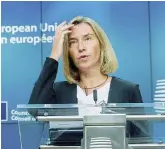  ?? Ansa ?? “Pesco” Acronimo di “Permanent Structured Cooperatio­n” che identifica l’esercito europeo; Federica Mogherini e “Lady Pesc” della Ue