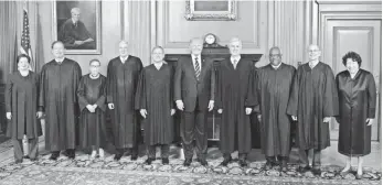  ?? FRED SCHILLING, AFP/GETTY IMAGES ?? President Trump, here with his nominee, Justice Neil Gorsuch, and the rest of the Supreme Court, may have a lasting impact on the federal judiciary.