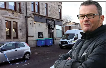  ??  ?? Paul McColl made his way to the Kirkhill Inn on Cadoc Street after he was shot last month