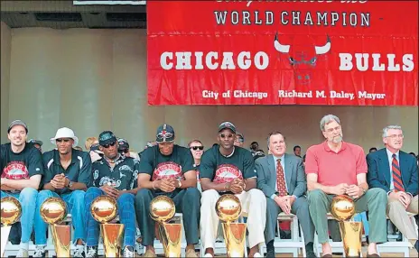  ?? PETER PAWINSKI/GETTY-AFP ?? ESPN decided to move up its documentar­y series “The Last Dance,” about the 1997-98 Chicago Bulls and the dynasty’s final title run. The April 19 airing of the first two episodes was the most-viewed documentar­y in ESPN history.