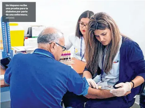  ?? ARCHIVO. ?? Un hispano recibe una prueba para la diabetes por parte de una enfermera./