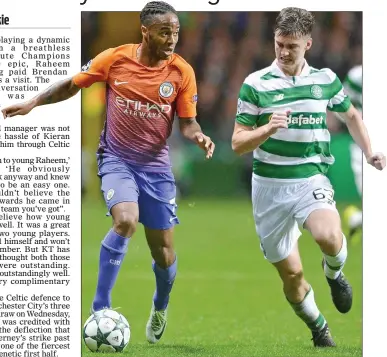  ??  ?? EPIC BATTLE: Sterling (left) and Tierney going toe to toe at Parkhead in midweek