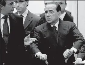  ?? AP file photos ?? Media tycoon and former Italian Prime Minister Silvio Berlusconi gestures to amplify his words in photos taken between 2005 and 2009.