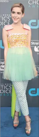  ?? Gombert/EPA-EFE/REX/Shuttersto­ck ?? KIERNAN SHIPKA glows in Delpozo sequins and tulle at an awards event.