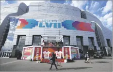  ?? MARCIO JOSE SANCHEZ/AP ?? STATE FARM STADIUM IS DECORATED ahead of Super Bowl 57 game on Saturday in Glendale. The Kansas City Chiefs will play the Philadelph­ia Eagles on Sunday.