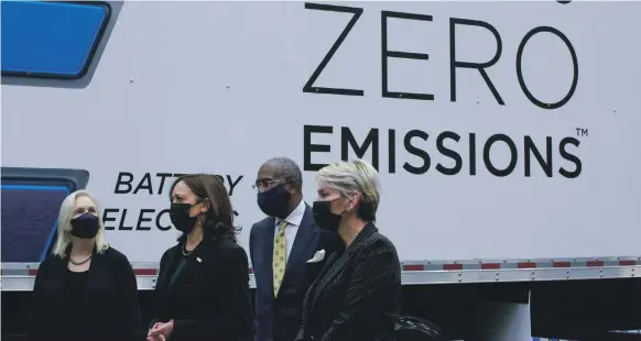  ?? AFP ?? Left to right: Senator Kirsten Gillibrand, US Vice President Kamala Harris, US Representa­tive Gregory Meeks and Jennifer Granholm, Secretary of Energy, in New York