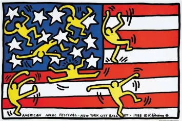  ?? ?? Filippo Bolaffi, amministra­tore delegato di Aste Bolaffi: ogni anno organizza due grandi vendite dedicate ai manifesti pubblicita­ri e di cinema.
Ideato da Keith Haring per l’American Music Festival, 1988. Stima: 300-500 euro.