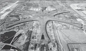  ?? JU HUANZONG / XINHUA ?? The new Beijing airport, pictured here in September, will open in 2019.