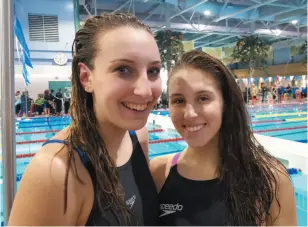  ?? CITIZEN STAFF PHOTO ?? Prince George Barracudas Swim Club members Avery Movold and Hannah Esopenko are college bound. The two 17-year-olds have signed NCAA scholarshi­p commitment­s for next year.