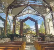  ?? ?? INSIDE. The Wayfarers Chapel interior. The structure is made of glass and stone.