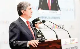  ?? ?? AVANCE. El secretario de Gobierno mexiquense, Ernesto Nemer, destacó la disminució­n en delitos de alto impacto en la entidad.
