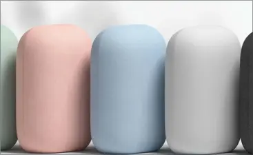  ??  ?? The Nest Audio comes in five colours, and it’s designed to deliver more volume and better bass than the discontinu­ed Google Home speaker.