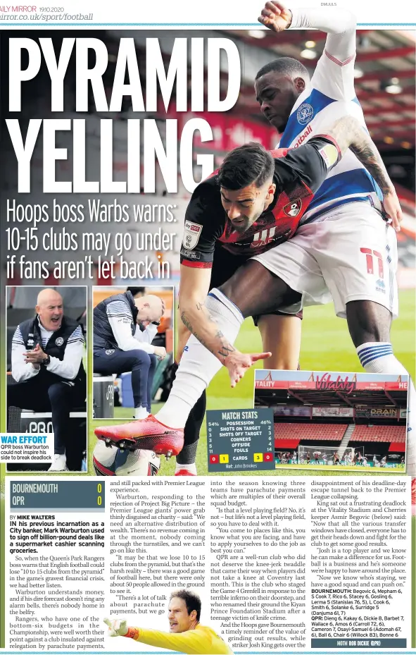  ??  ?? WAR EFFORT QPR boss Warburton could not inspire his side to break deadlock