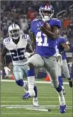  ?? FORT WORTH STAR-TELEGRAM FILE PHOTO ?? Dominique Rodgers-Cromartie runs for TD after recovering a fumble by the Dallas Cowboys on Sept. 13, 2015.