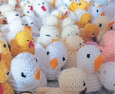  ?? ?? ⨠ Chicks made by the Knit and Natter group at Tamar Valley Methodist Church for distributi­on to care homes and community groups at Easter