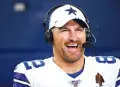  ?? Associated Press ?? ■ Dallas Cowboys tight end Jason Witten (82) smiles Aug. 29 as he gives a broadcast interview from the sideline in the second half of a preseason NFL football game against the Tampa Bay Buccaneers in Arlington, Texas. Witten is returning to Monday Night Football in his more accustomed role as the Dallas Cowboys’ tight end and not a television analyst for the ESPN production.