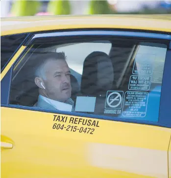  ?? RAFAL GERSZAK/FILES ?? The head of the B.C. Taxi Associatio­n says the NDP government has taken “the right step in the right direction” by announcing it will launch an independen­t review into ride-sharing services.