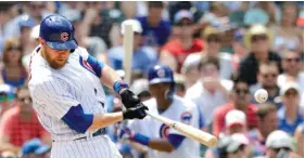  ?? AP ?? Ben Zobrist’s .293 batting average is one reason the Cubs lead the majors at .266 as a team. That’s 20 points higher than the major- league average of .246.