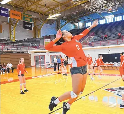  ?? COURTESY OF UNM ?? Kaitlynn Blassou (2), an outside hitter for New Mexico, is expected to be a leader for the Lobo volleyball team this season. She had 293 kills as a freshman.