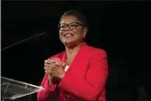  ?? JAE C. HONG — THE ASSOCIATED PRESS ?? Rep. Karen Bass, D-Calif., speaks at an election night party in Los Angeles on Tuesday.