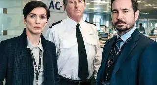  ??  ?? Confusing (from left): Vicky McClure, Adrian Dunbar and Martin Compston
