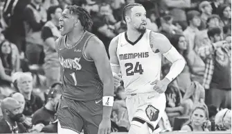  ?? JUSTIN FORD/GETTY IMAGES ?? Anthony Edwards scored a game-high 36 points for the Timberwolv­es in his playoff debut.