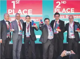  ??  ?? Top Office per Capita Award goes to Mauro Sammut, franchise owner and office manager of REMAX Specialist­s The Point. (from L-R Joseph P Theuma - GM, Mauro Sammut, Philip Incorvaja - franchise owner, Kevin Buttigieg - CEO, Darren Frendo - franchise owner, Jeff Buttigieg- COO)
