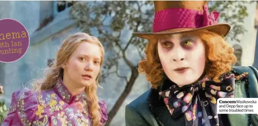 ??  ?? Concern Wasikowska and Depp face up to some troubled times