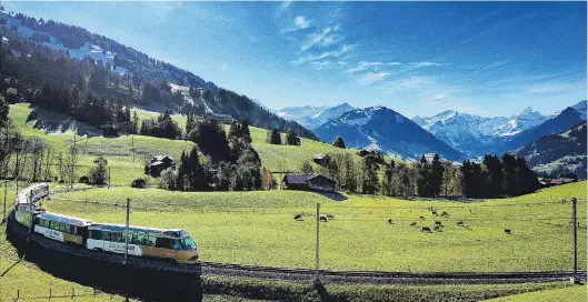  ?? PHOTOS: SWITZERLAN­D TOURISM ?? Impressed . . . Travelling offpeak on the GoldenPass is a stressfree way to see the spectacula­r sights (above and below).