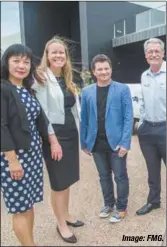  ??  ?? University of Technology Sydney executive director data science Dr Fang Chen, FMG deputy chief executive Julie Shuttlewor­th, FMG autonomy lead Paul Lucey and City of Karratha mayor Peter Long.
