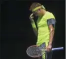  ?? ANDY BROWNBILL — ASSOCIATED PRESS ?? Tennys Sandgren reacts after losing a point to Chung Hyeon during their quarterfin­al on Wednesday.