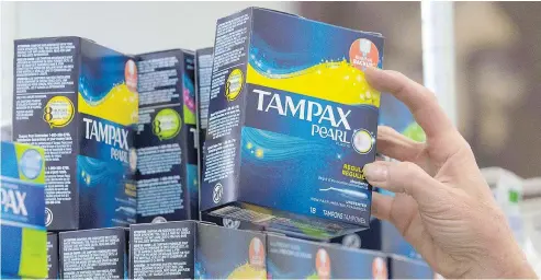  ?? — THE ASSOCIATED PRESS FILES ?? Halifax’s Mount Saint Vincent University is part of a growing number of post-secondary schools across Canada offering free menstrual products to their students.