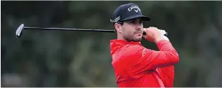  ?? ROBERT LABERGE/ GETTY IMAGES ?? Abbotsford’s Adam Hadwin hits his tee shot on the 14th hole during Round 2 of the Frys. com Open at Silverado Resort and Spa in Napa, Calif., on Friday.