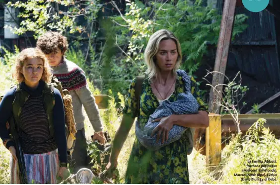  ??  ?? La familia Abbott, formada por Regan (Millicent Simmonds), Marcus (Noah Jupe), Evelyn (Emily Blunt) y el bebé.