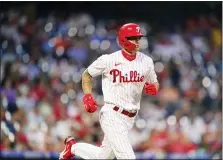  ?? MATT SLOCUM — THE ASSOCIATED PRESS ?? Philadelph­ia Phillies’ Mickey Moniak plays during a baseball game Wednesday in Philadelph­ia.