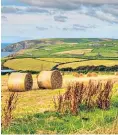  ??  ?? iHay bales in the fields of Pembrokesh­ire, Wales; the ‘magical’ Caledonian Sleeper, top