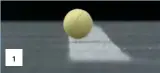  ??  ?? Frame by frame, a very fast squishy ball In the high-speed sequence below, frames (1) and (2) show a tennis ball approachin­g its bounce, which at (3) shows it just touches the line upon landing. At (4), the ball’s about midway across its elliptical-shaped contact area but completely past the line. (The time elapsed between frames (1) and (4) in this sequence is is the same as a single frame of broadcast footage.) At (5), the ball is still touching the ground but now at least 10cm (the width of a line) beyond its point of first contact. Line call: in. 1