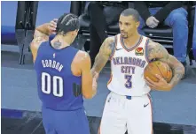  ??  ?? George Hill was traded from the Bucks to the Thunder in the offseason. Hill responded Tuesday to the NBA's new COVID-19 safety protocols. [REINHOLD MATAY/USA TODAY SPORTS]