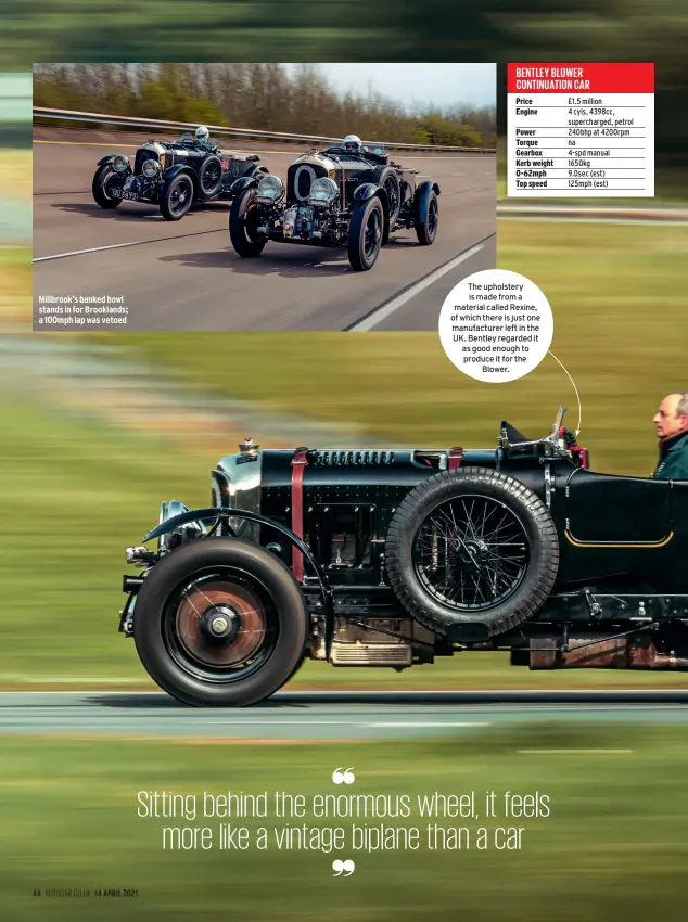  ??  ?? Millbrook’s banked bowl stands in for Brooklands; a 100mph lap was vetoed