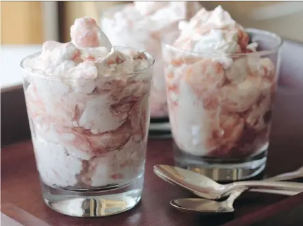  ?? GWENDOLYN RICHARDS/ CALGARY HERALD ?? Rhubarb Fool, the simplest summer dessert, combines tart rhubarb with plain whipped cream.