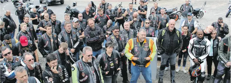  ?? ?? These bikers gather at the Mbombela Government Complex.